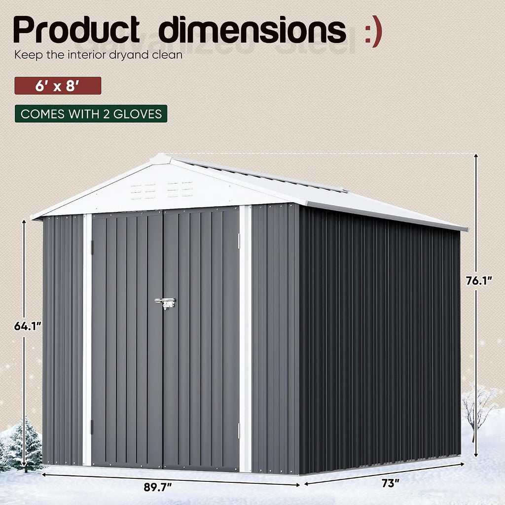 gunji 6 x 4 ft shed outdoor storage, close-up detail