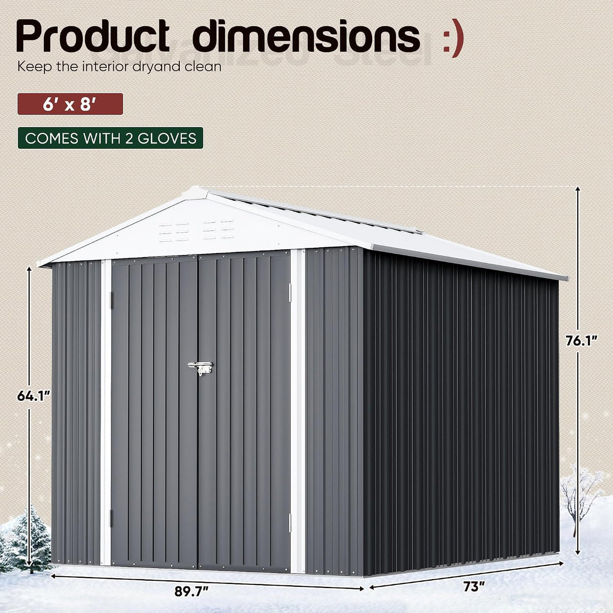 gunji 6 x 4 ft shed outdoor storage, close-up detail