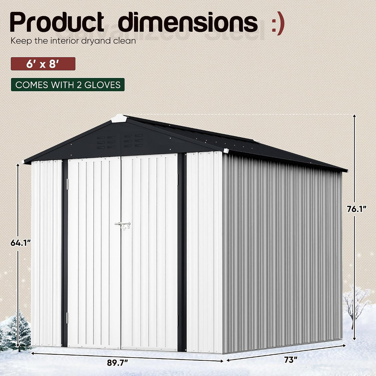 gunji 6 x 4 ft shed outdoor storage, close-up detail