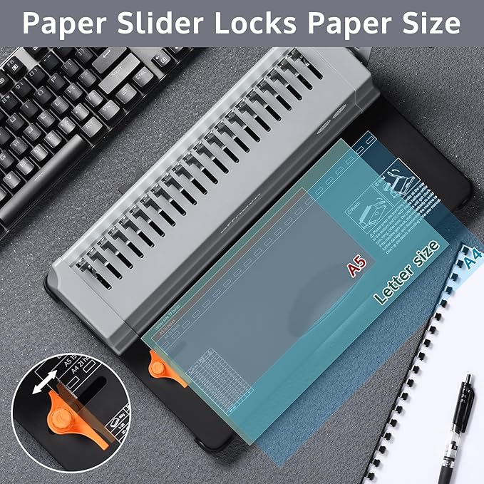 OFFNOVA Binding Machine, 21-Hole 450 Sheets Paper Comb Punch Binder Machine