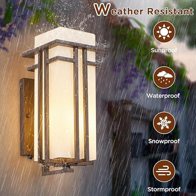 15.35"H Matte Brown Outdoor Wall Light Large Outdoor Wall Lantern Oil Rubbed