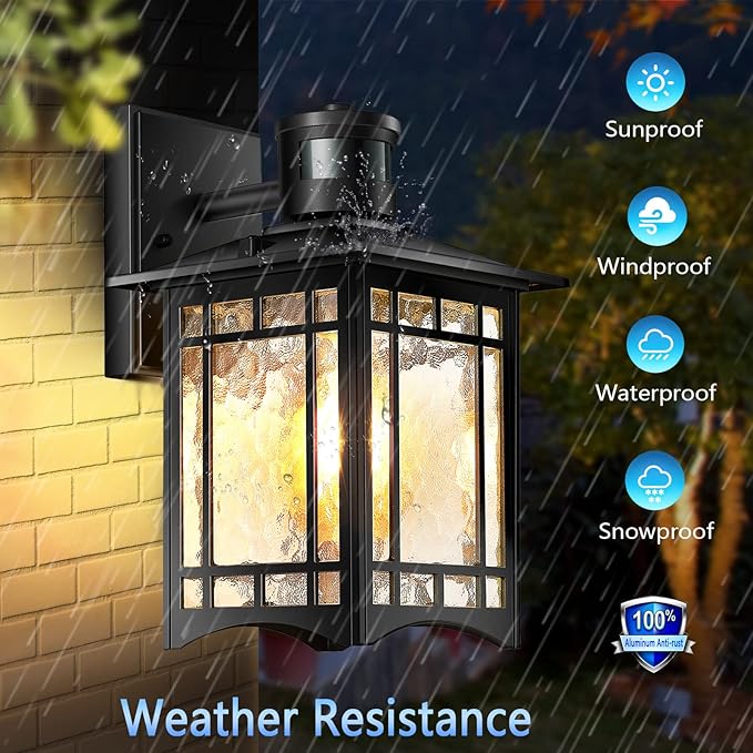 Motion Sensor Outdoor Lights, Dusk to Dawn Light Fixture, Front Porch Light