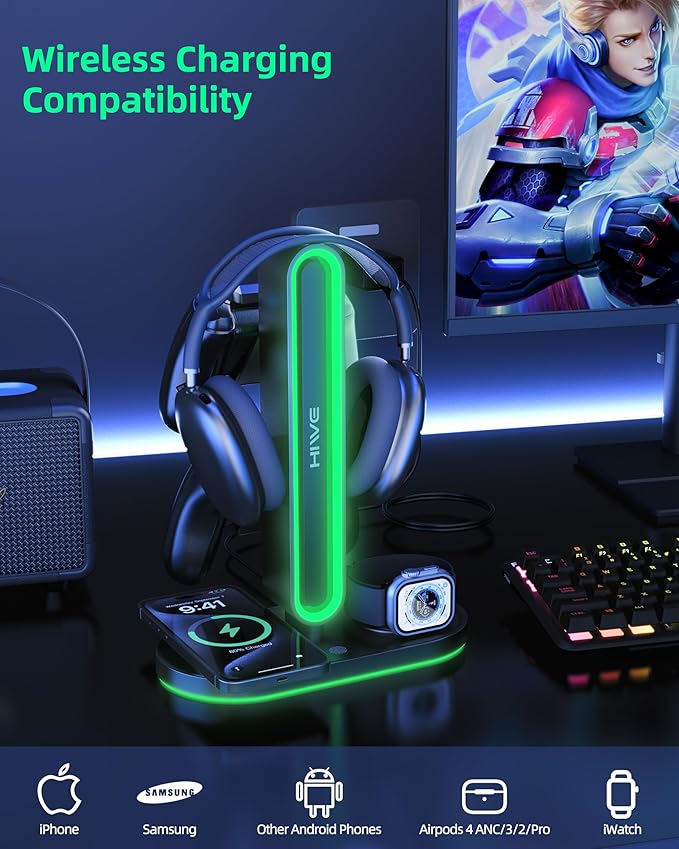 HiWe Universal RGB Gaming Headphone Stand