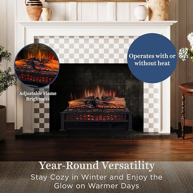 Country Living Electric Fireplace Logs, 27” LED Electric Fireplace Inserts
