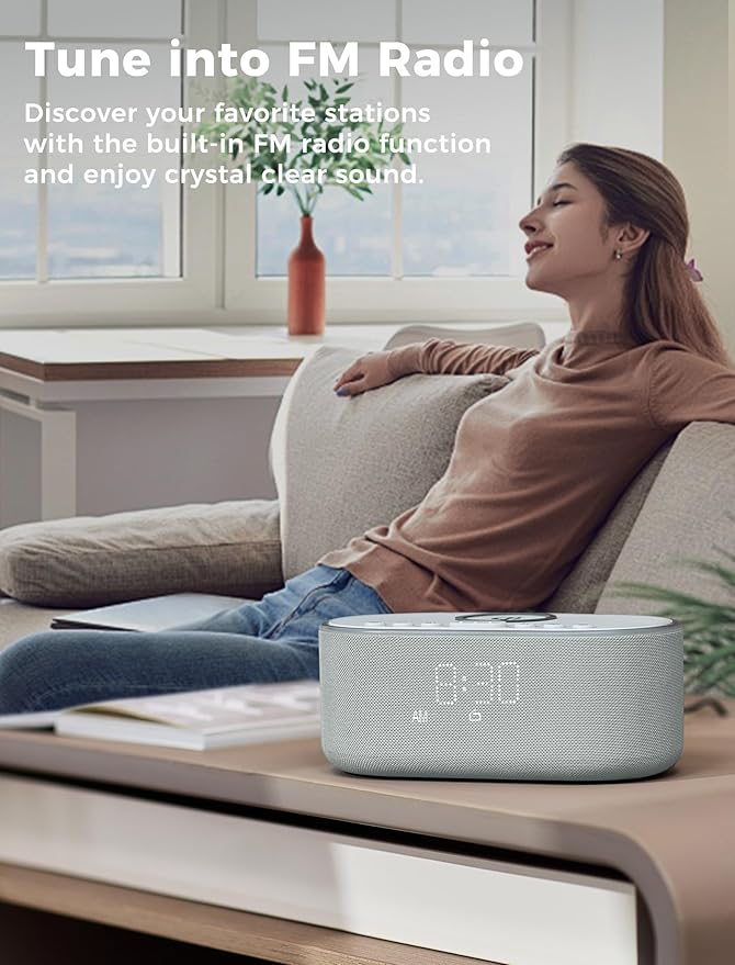 Odokee Wireless Charging Alarm Clock Radio: Qi Certified Fast Wireless Charger