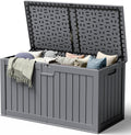 240 Gallon HDPE Deck Box Outdoor Indoor Waterproof Storage Box for Patio Furniture, Pool Accessories, Garden Tools, and Cushion Storage, Gray