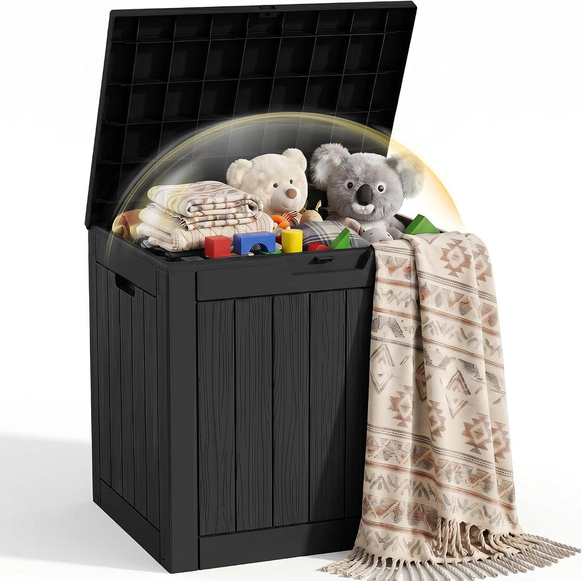 EFU Outdoor Storage Box 42 Gallon Deck Box, Waterproof Resin, Black
