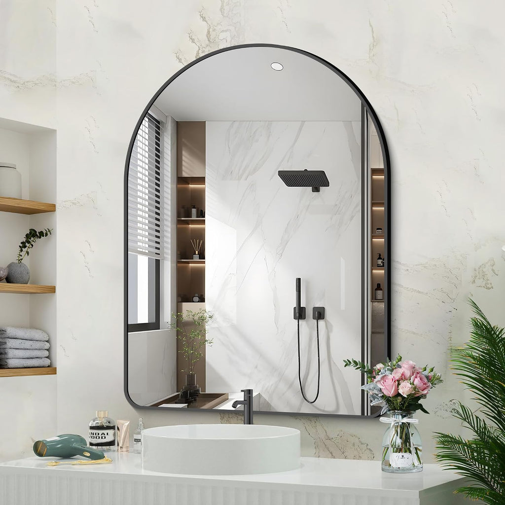 GLASHOM 30"x40" Black Arched Mirrors