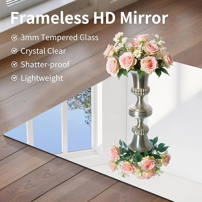 CILIBER Frameless Mirror, 20x36 Inch Bathroom Mirrors