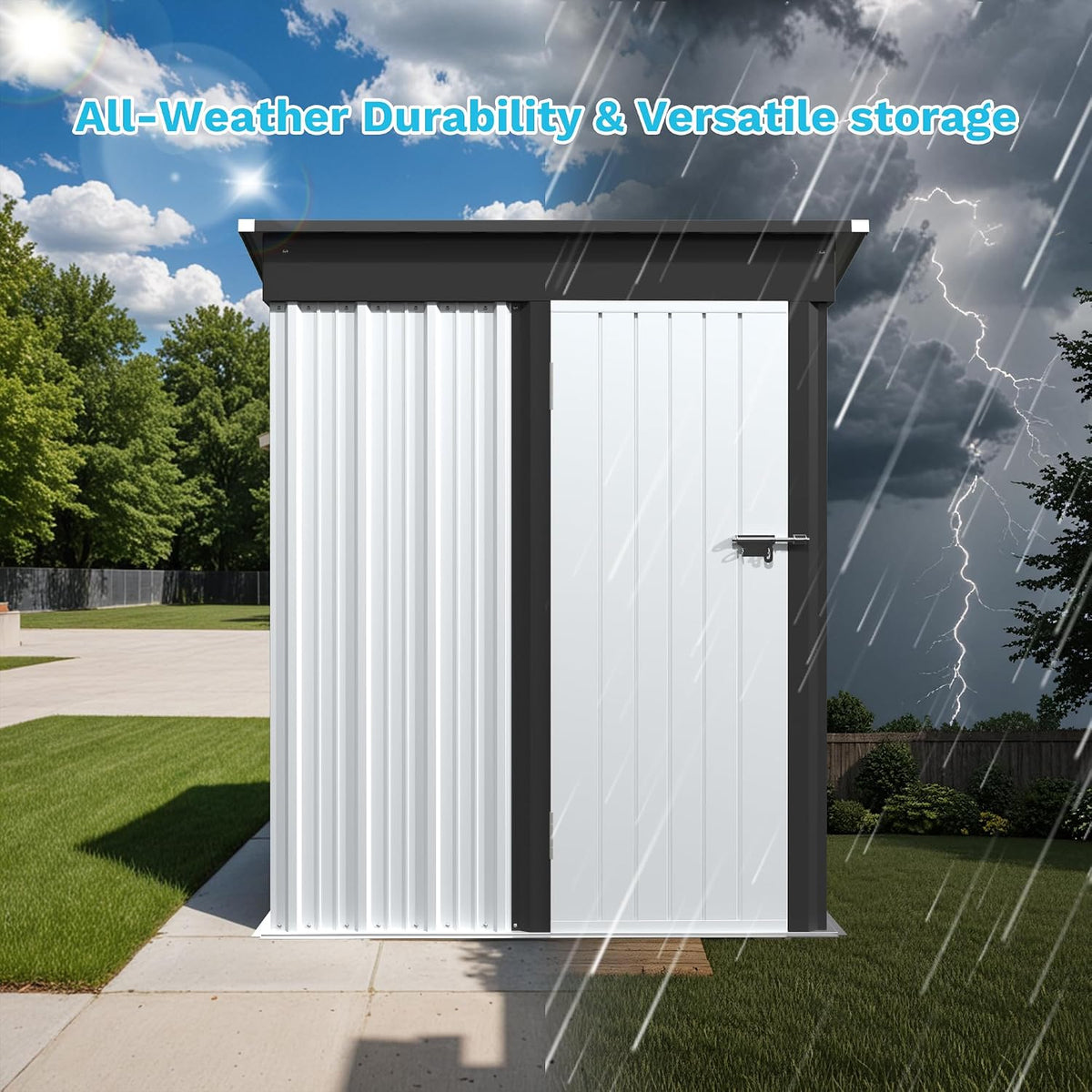 greesum outdoor storage shed 5 x 3 ft., side view