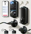 Veise VE017-L Fingerprint Smart Lock with 2 Lever Handle Set, Matte Black