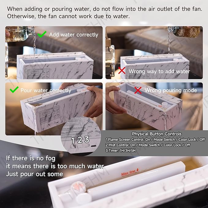 Fireplace Flame Air Diffuser Humidifier, 7 Colors Aromatherapy Essential Oil