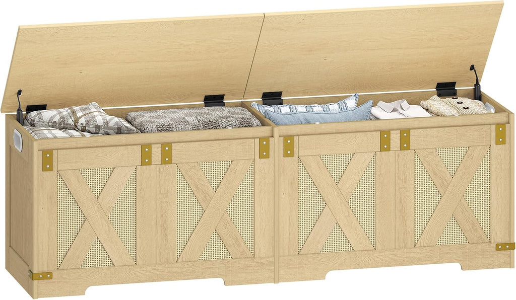 Hzuaneri 59" Boho Storage Chest and Bench | 70 Gal | 330lb Seat