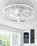 EDISHINE 20" Modern Ceiling Fans with Lights and Remote,3000-6000K Dimmable | Low Profile Flush Mount Fandelier, 6 Speeds, DC Motor, LED Modern Bladeless Fan Light for Bedroom, Living Room, White