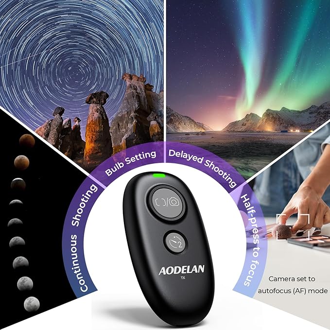 Upgraded Rechargeable Wireless Camera Remote Control Shutter Release