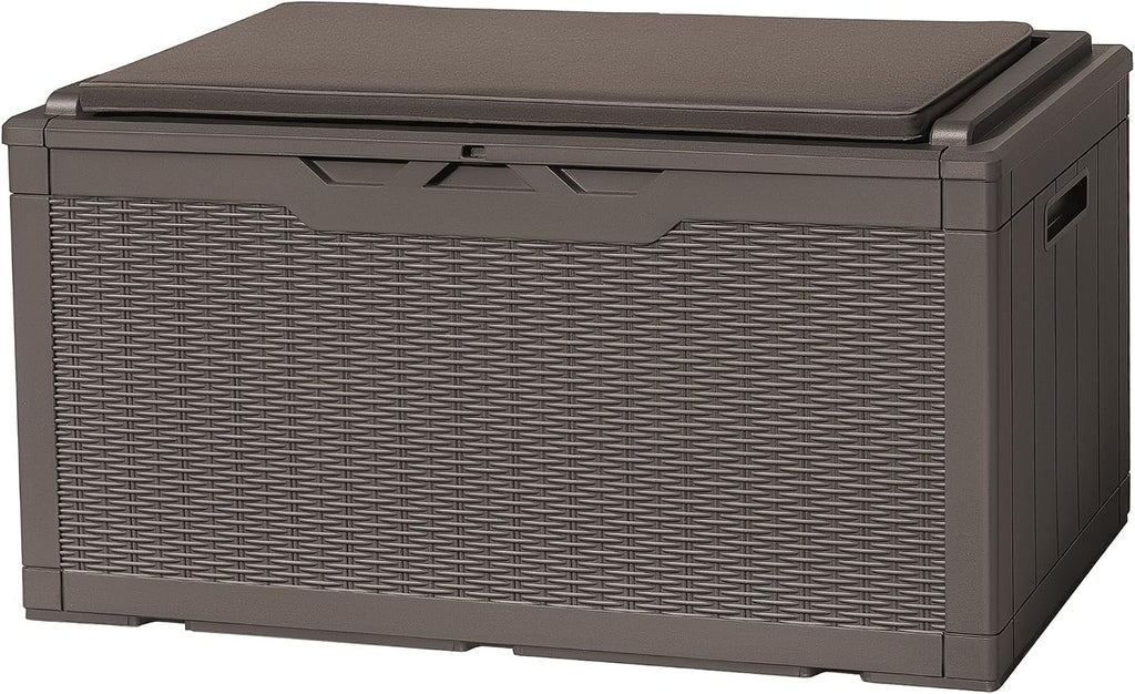 Flamaker 105 Gallon Deck Box Waterproof, Outdoor Storage Box with Cushion