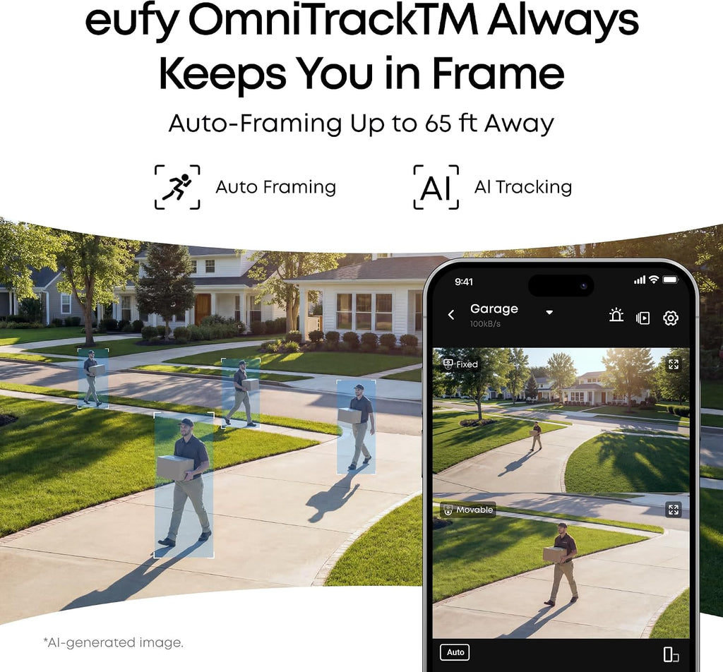 eufy security nvr system e50,4-cam kit,4k dual-lens bullet-ptz, side view