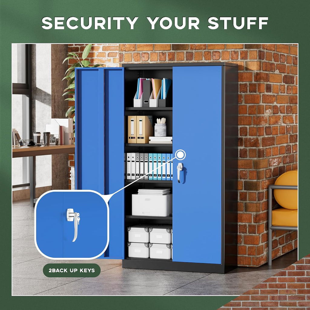 greenvelly metal garage storage cabinet, 72" black blue, package contents