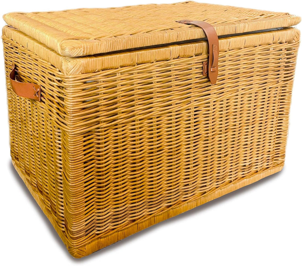 The Basket Lady Deep Wicker Storage Trunk, XL, Sandstone