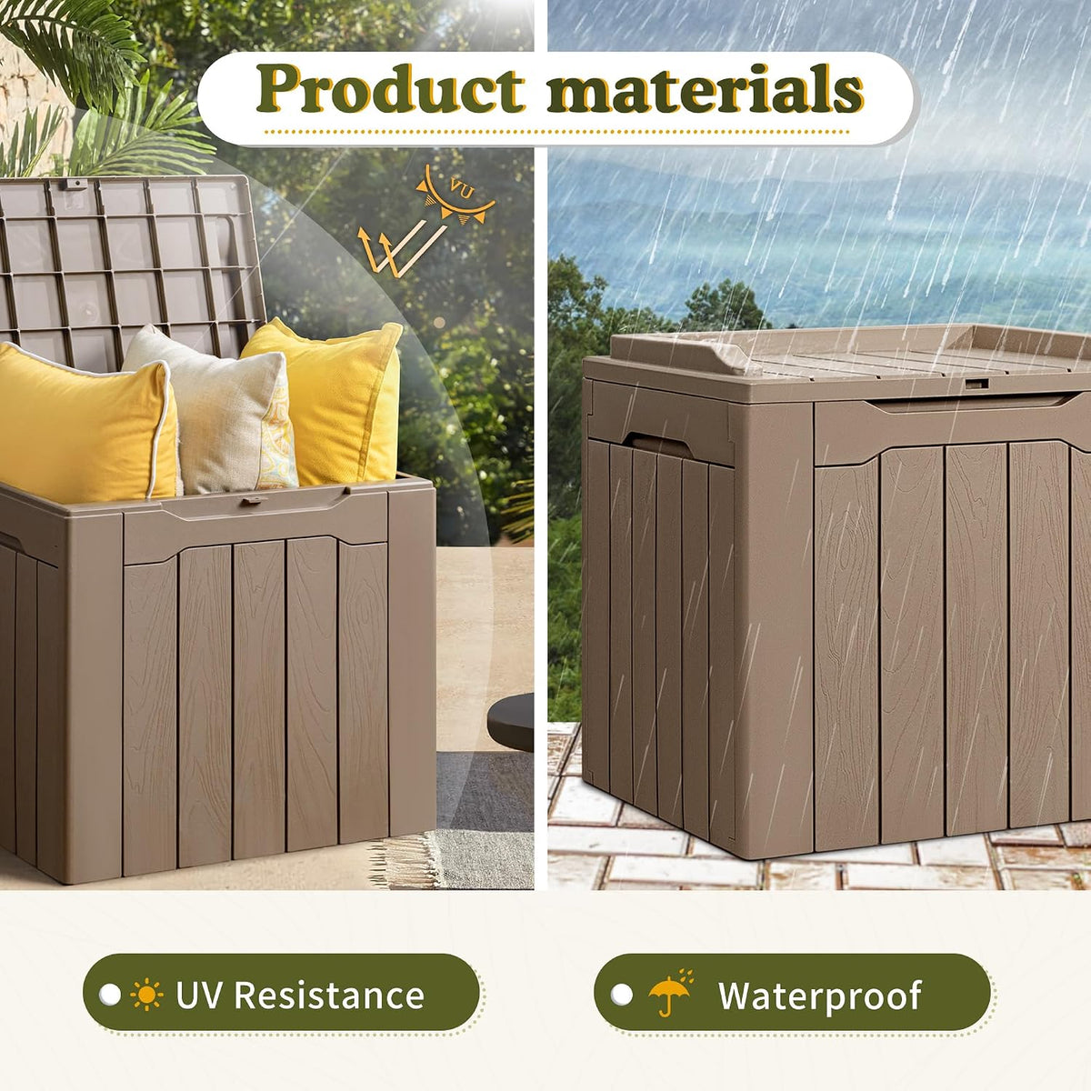 devoko 31 gallon waterproof outdoor storage box resin, side view