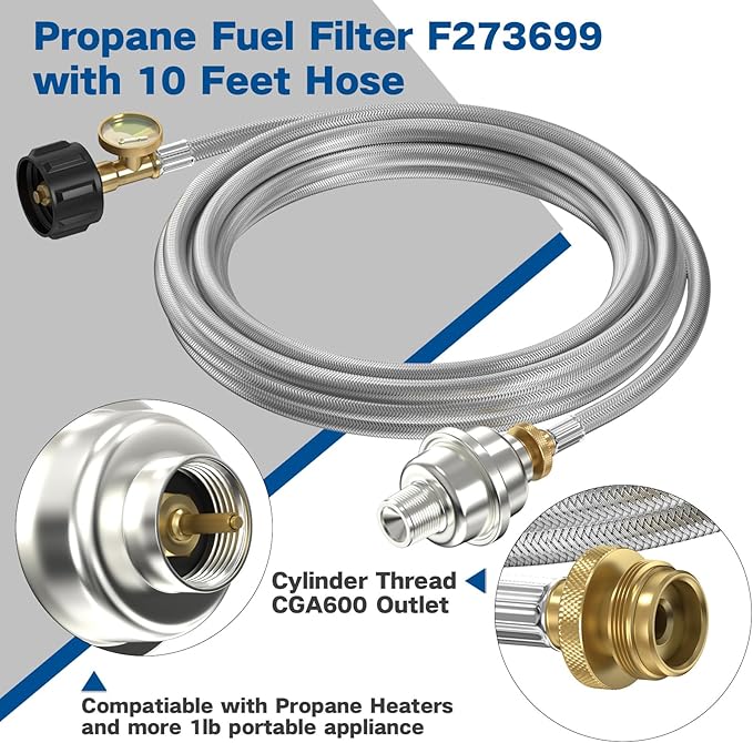 10FT Stainless Braided Propane Adapter Hose