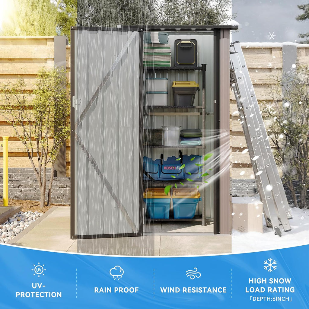 Aoxun 3x1.9 Ft Outdoor Storage Cabinet - Waterproof Storage Shed, Brown