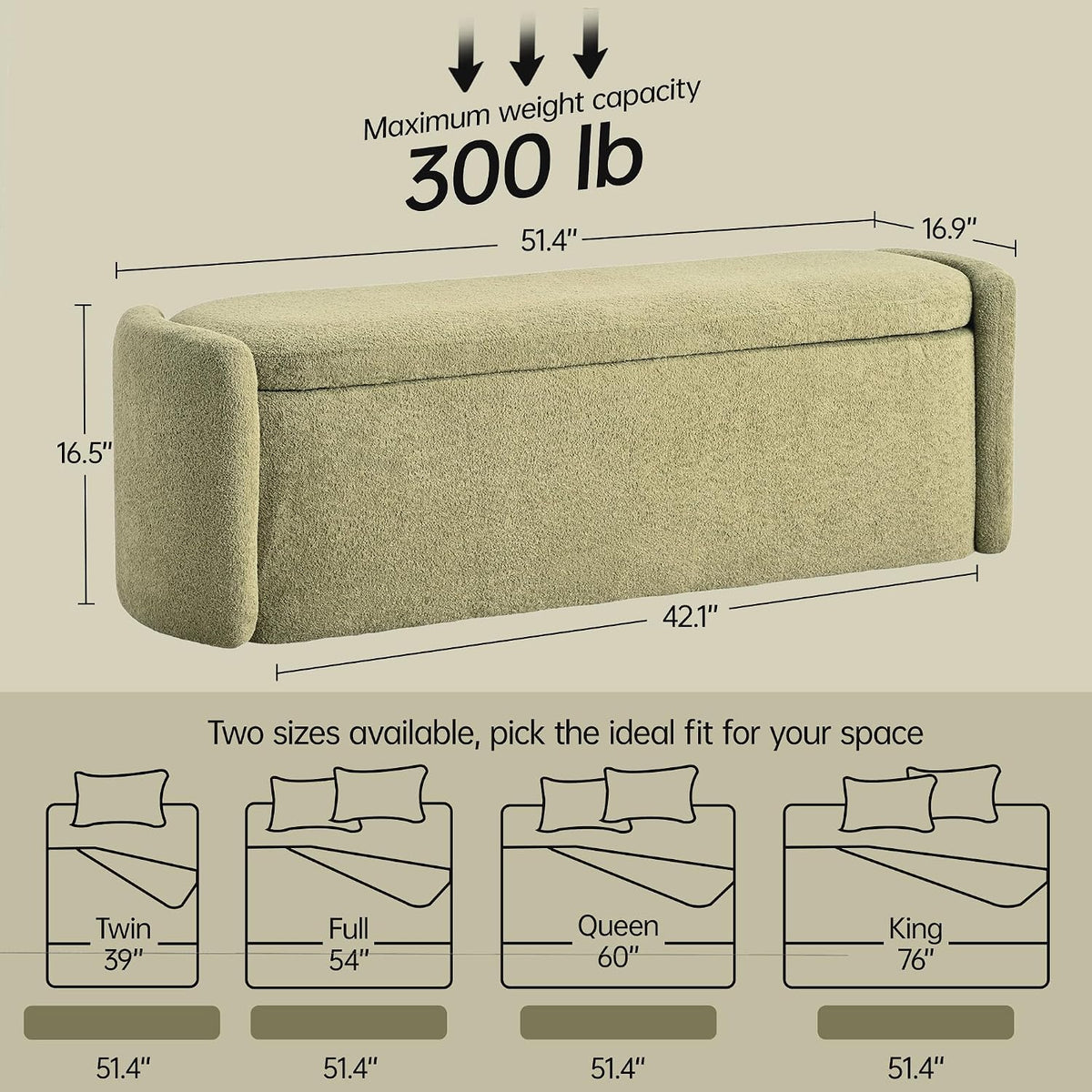 vknow storage bench, upholstered storage ottoman bench, light, close-up detail
