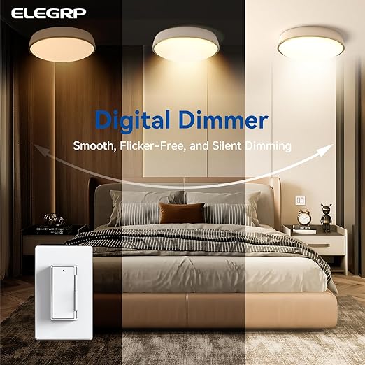ELEGRP Dimmer Light Switch for 300W Dimmable LED/CFL Lights and 600W INC/HAL (10 Pack)