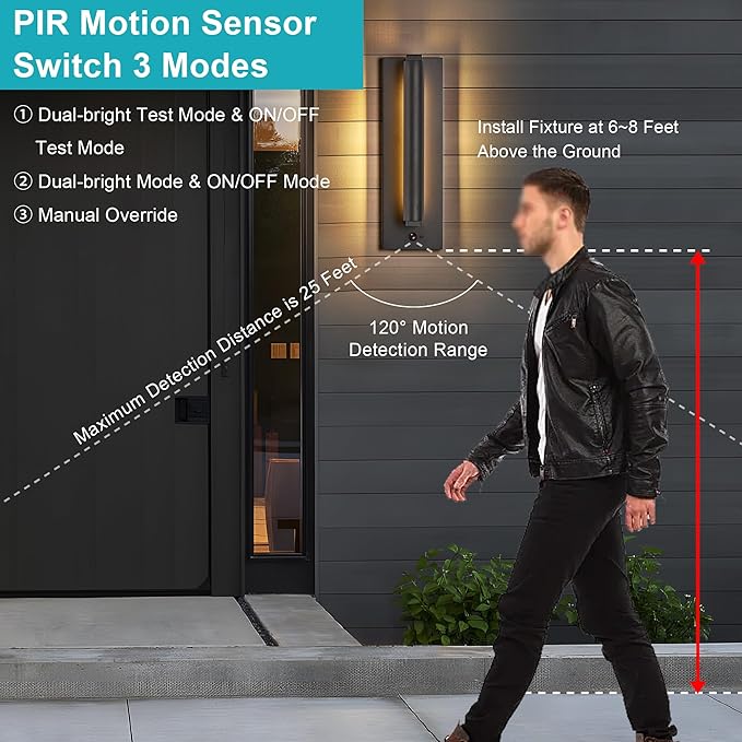 Tarentlight Modern PIR Motion Sensor Outdoor LED Wall Light,