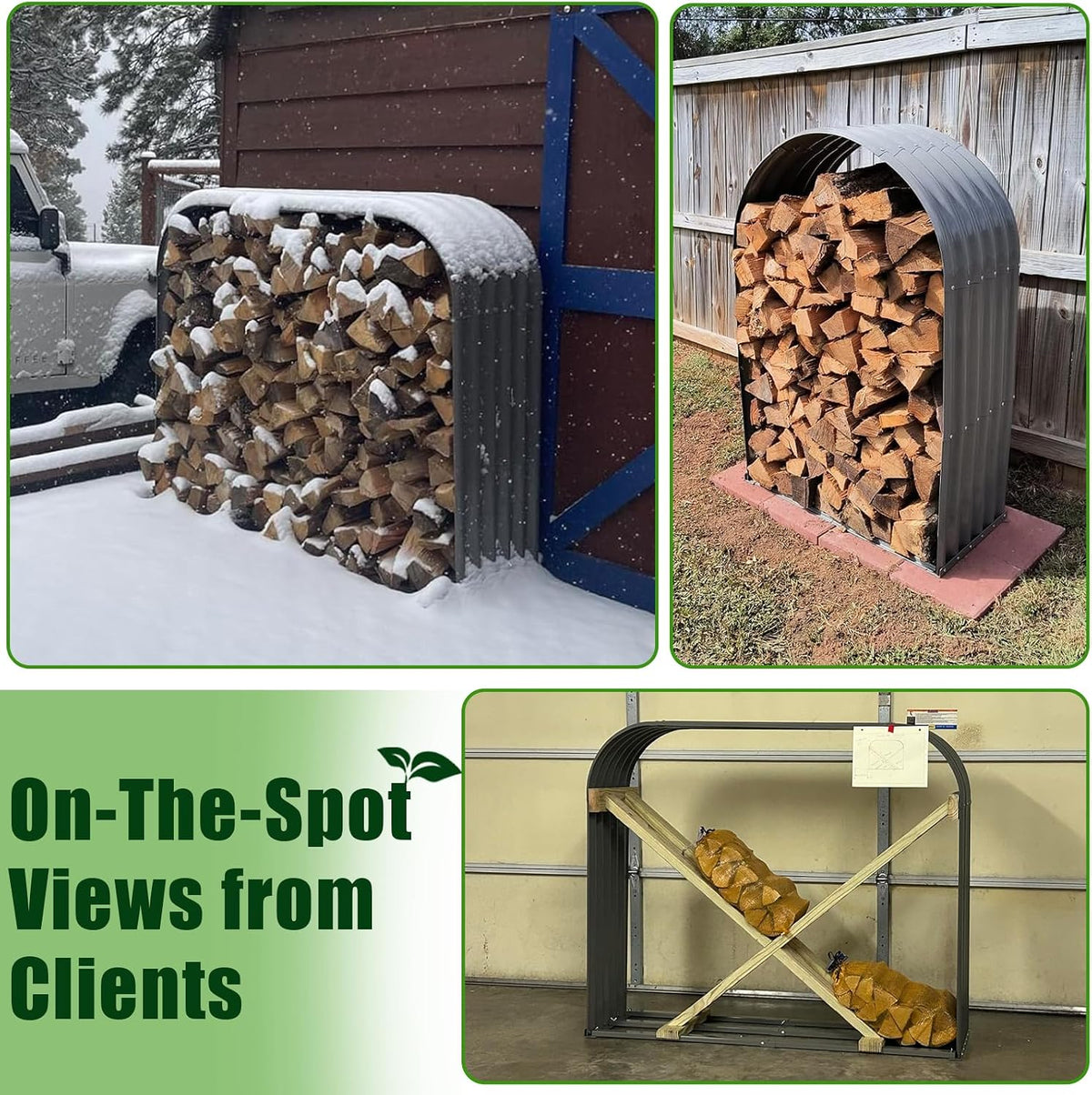 ANLEOLIFE Element 59" Extra-Wide Outdoor Firewood Rack with Steel Roof