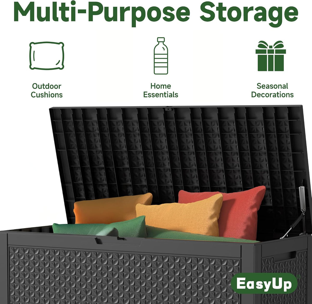 easyup 121 gallon outdoor storage box waterproof, uv, side view