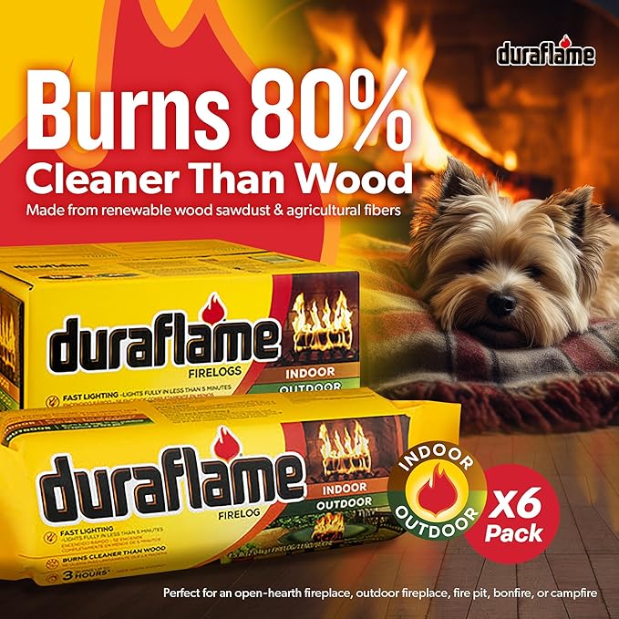 Duraflame 4.5 Pound 3 Hour Long Burn Time Indoor Outdoor Quick Light Fire Log (18-Pack)