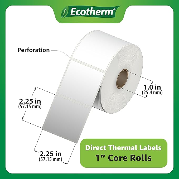 2.25" x 2.25" Thermal Labels | 4 Rolls | 2800 Labels | fits Zebra, Offnova