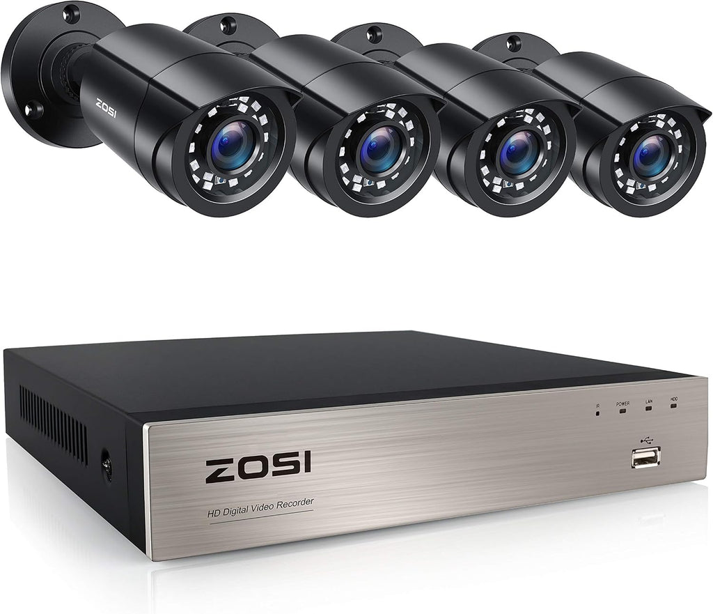 ZOSI 1080P Home Security Camera System, 4X Wired Bullet Cameras, No HDD