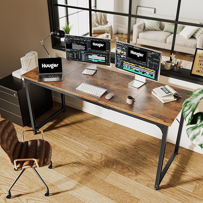 Huuger Computer Desk, 63 Inch Office Desk, Gaming Desk