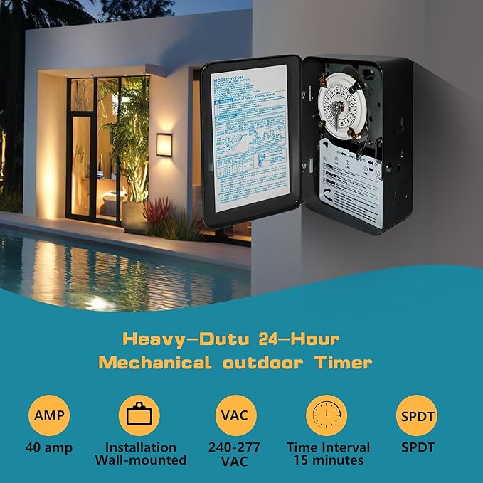 T104 Electromechanical Timer Switch Versatile Scheduling Manual Override