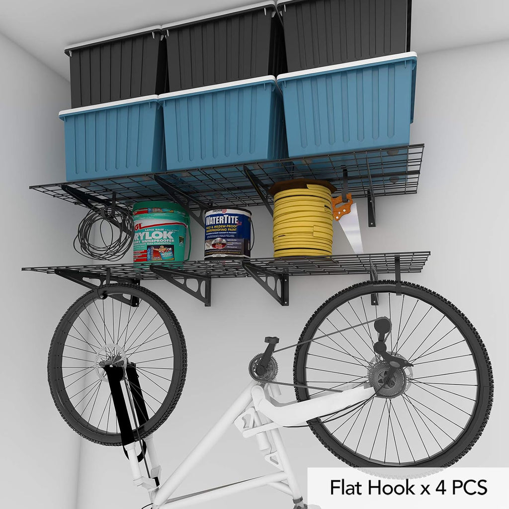 fleximounts 2-pack 2x6ft garage shelving with hooks, 1400lbs, close-up detail