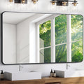 FORBATH Large Bathroom Mirror 36 x 55 Inches，Black Large Wall Mirror Aluminum