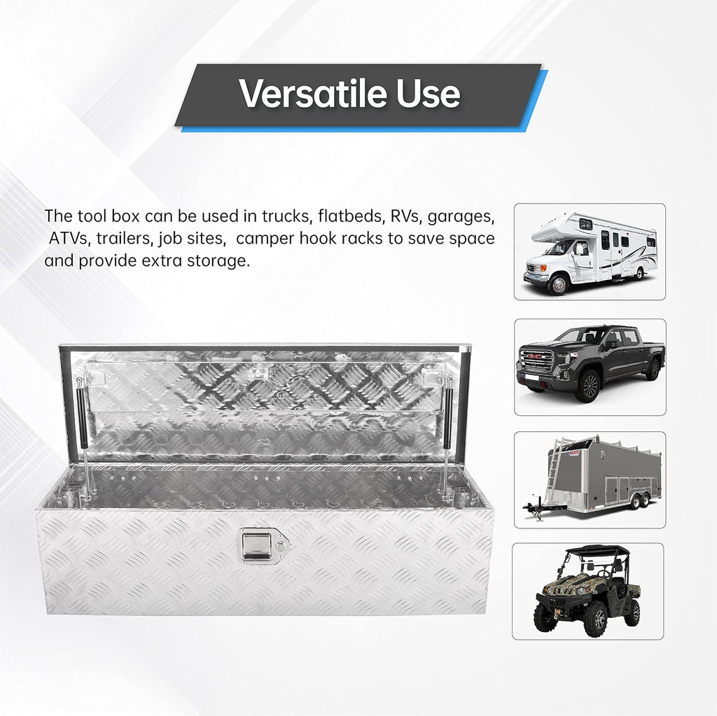 39" aluminum truck tool box with side handle, package contents