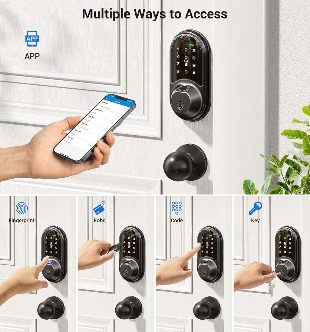 veise rz07c fingerprint smart locks deadbolt 2 knobs shown in use