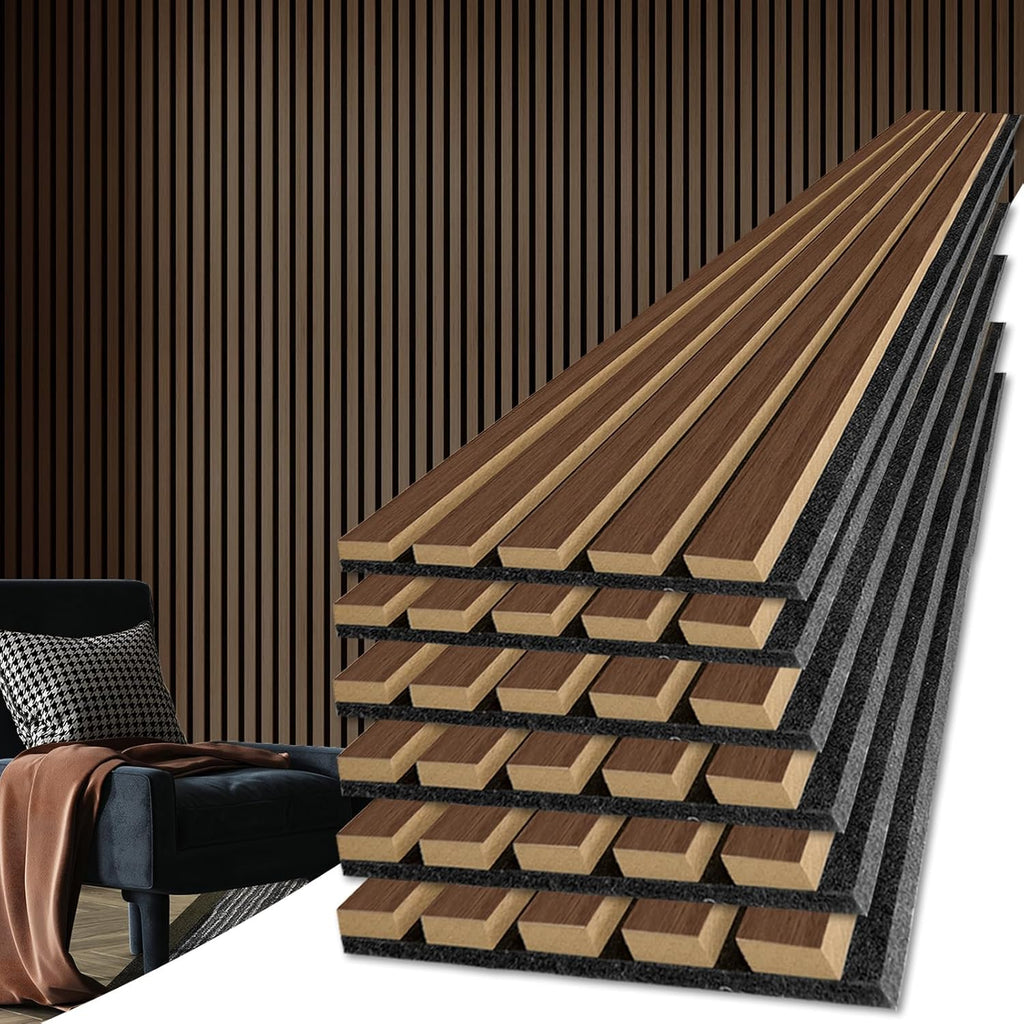 Art3d 6-Pack Acoustic Wood Slat Wall Panels
