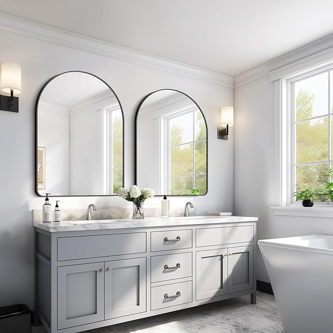 GLASHOM 30"x40" Black Arched Mirrors