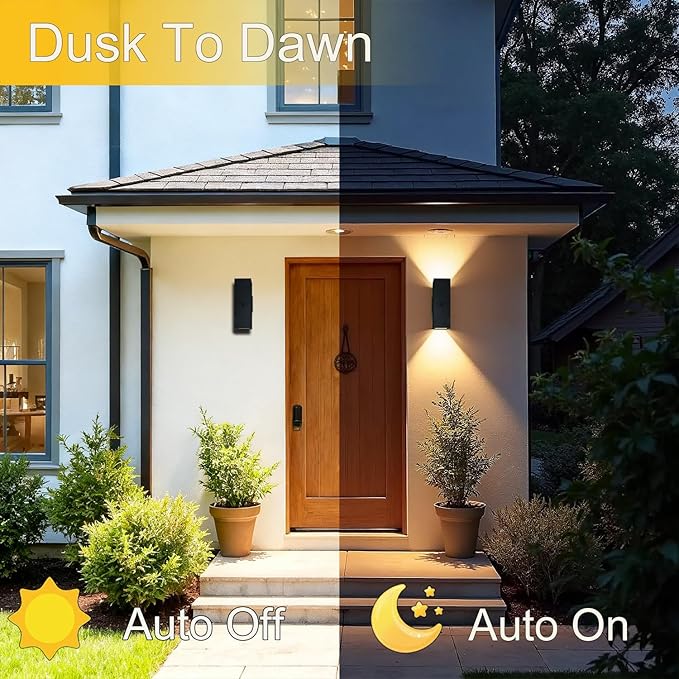 WISELUME Motion Sensor Outdoor Wall Lights, Dusk to Dawn Porch & Patio Sconce