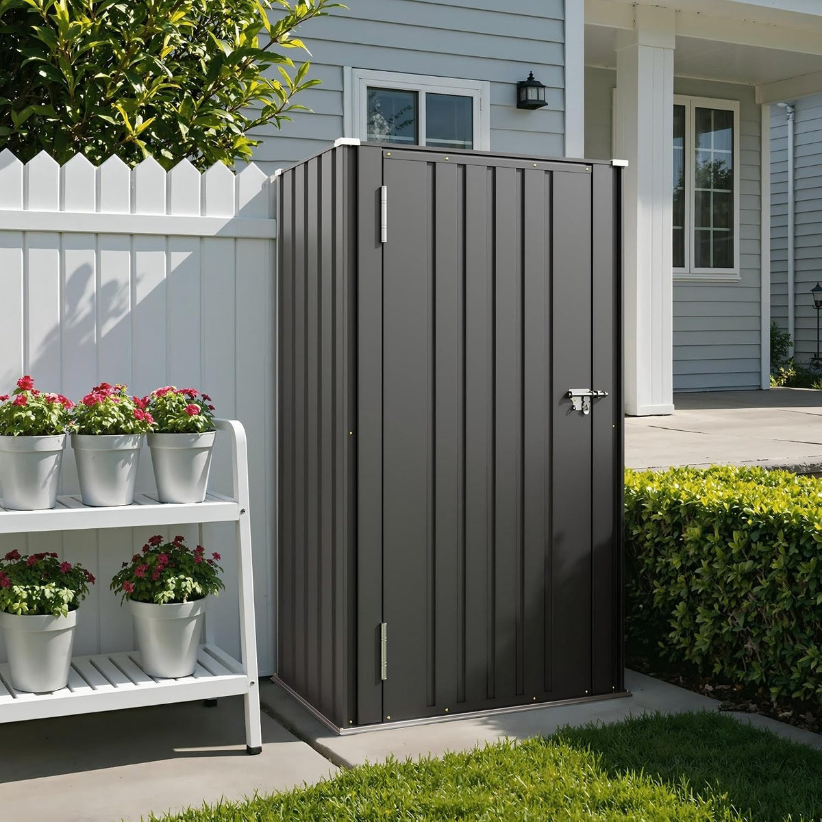 patiowell 22 cuft storage shed, metal vertical storage, package contents