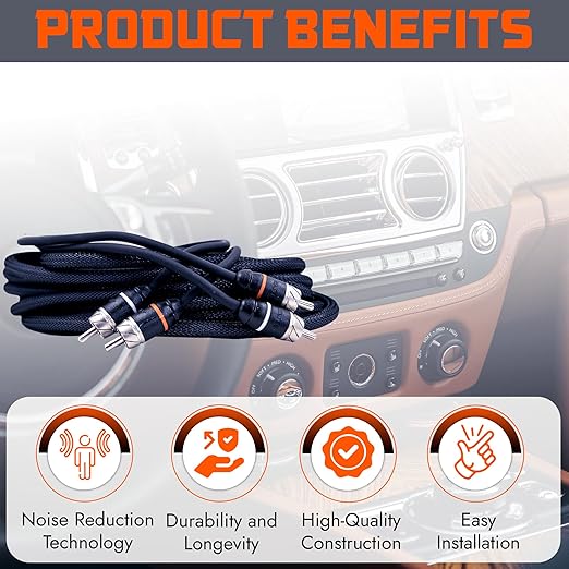 Elite Audio Premium Series 15ft. 2-Channel Car Audio RCA Cable – Double Shielded