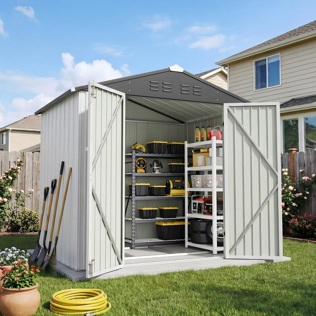 Patiowell 6x4 FT Outdoor Storage Shed with Floor Frame, Metal Garden Sheds