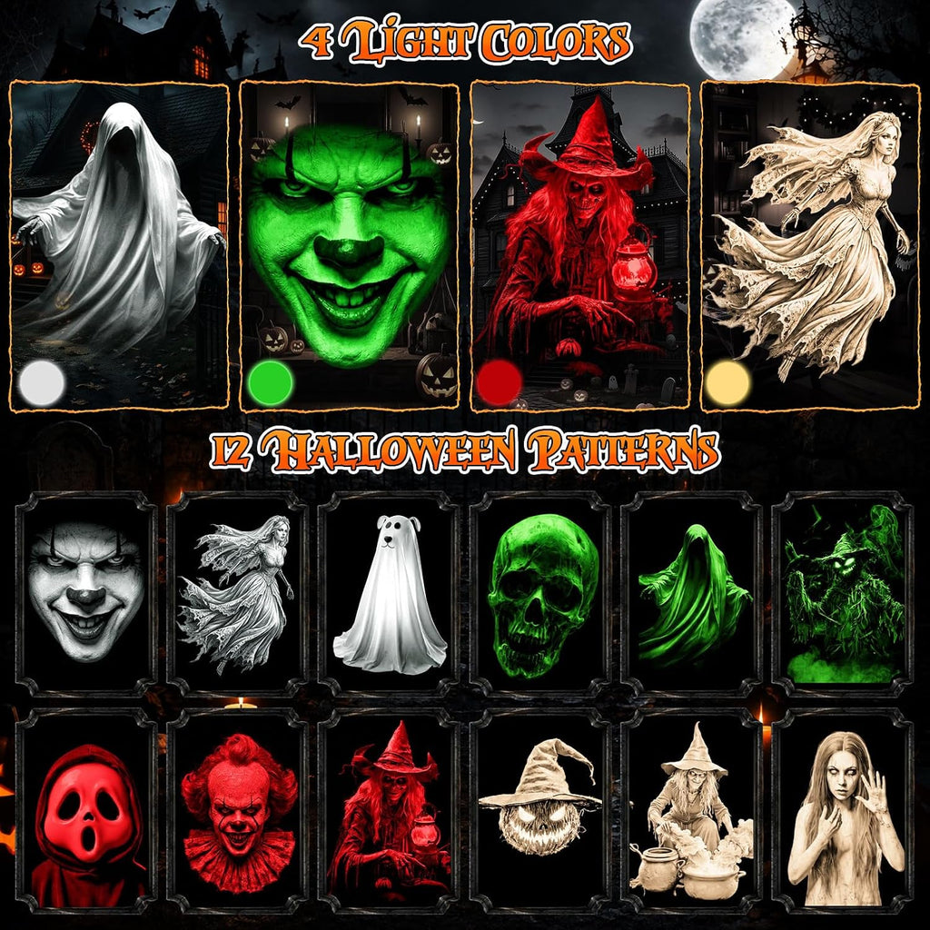 12-in-1 Halloween Projector Lights Outdoor, 3D Halloween Decoration Light