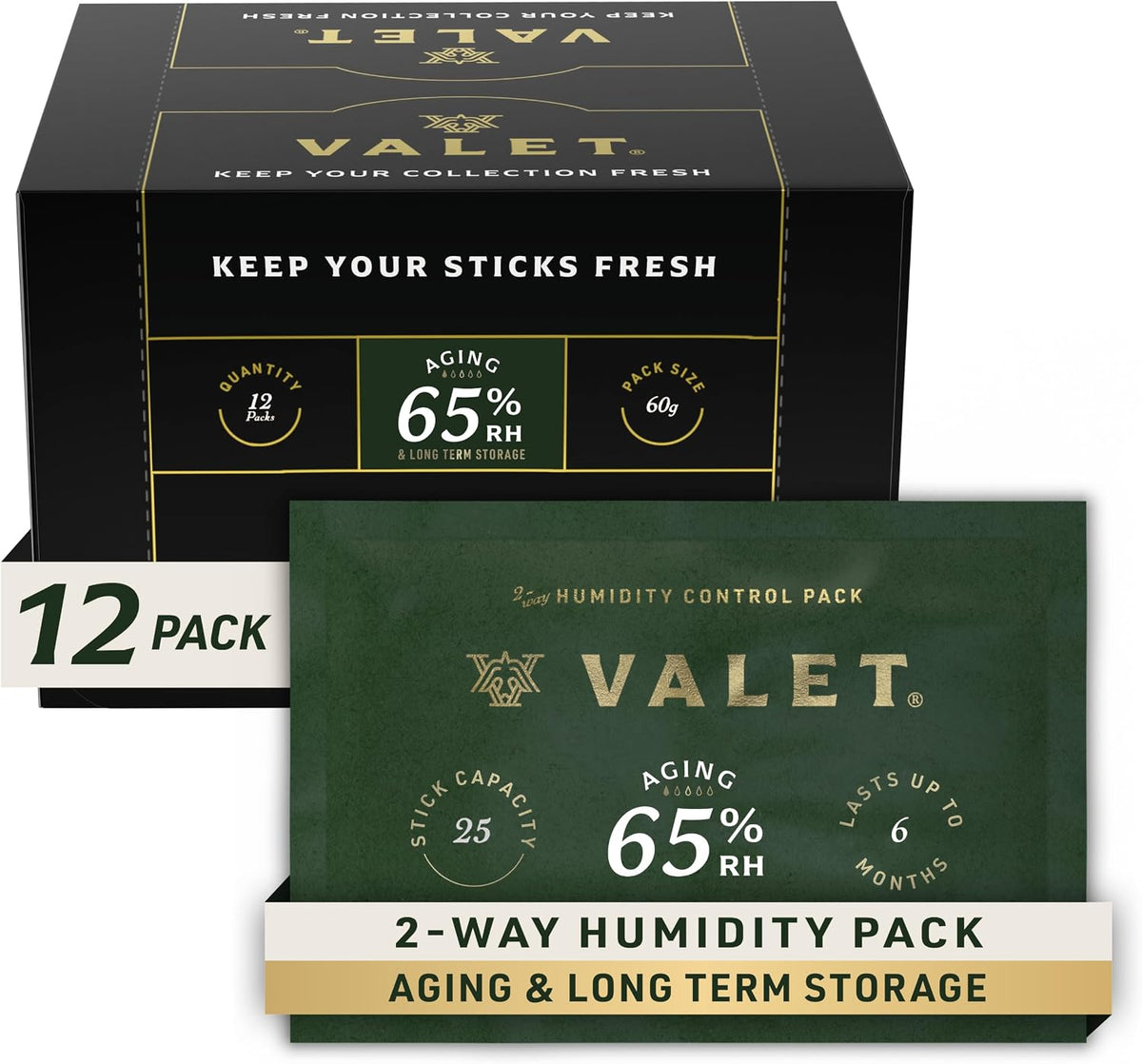 valet 65% two-way humidity packs (12-pack), side view