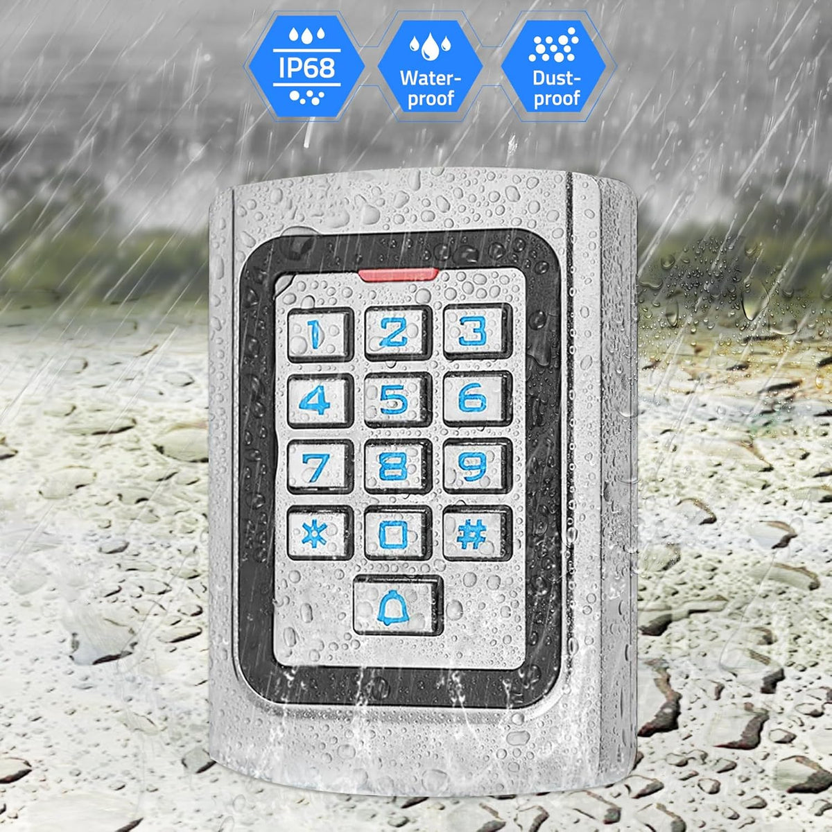 universal wired access control keypad, pin code &, side view