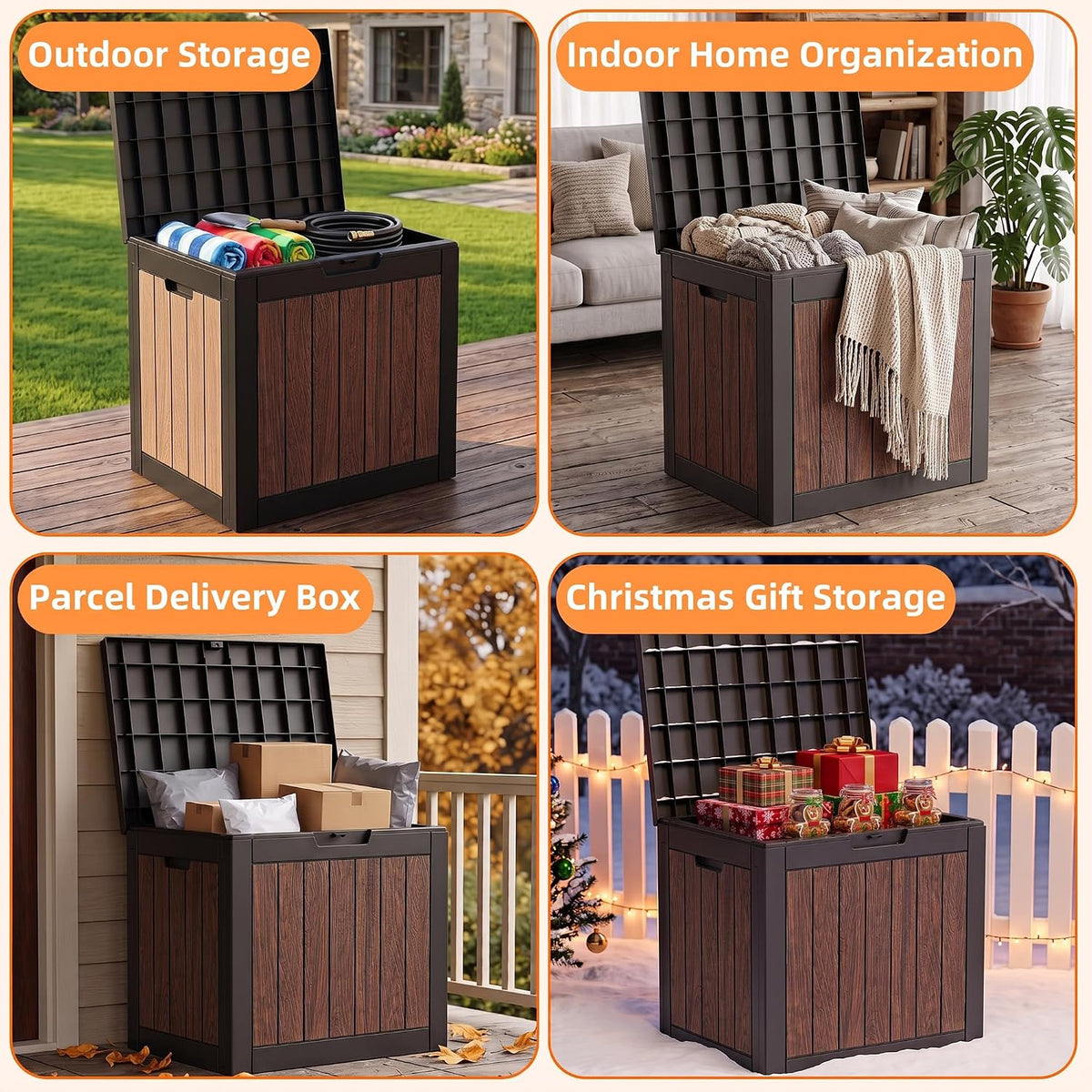 vixzen 35 gallon deck boxes outdoor waterproof, lockable on a desk or shelf